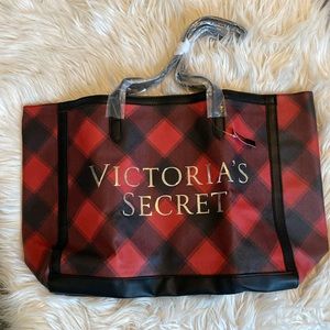 Victoria’s Secret Red & Black Plaid Carryall Bag